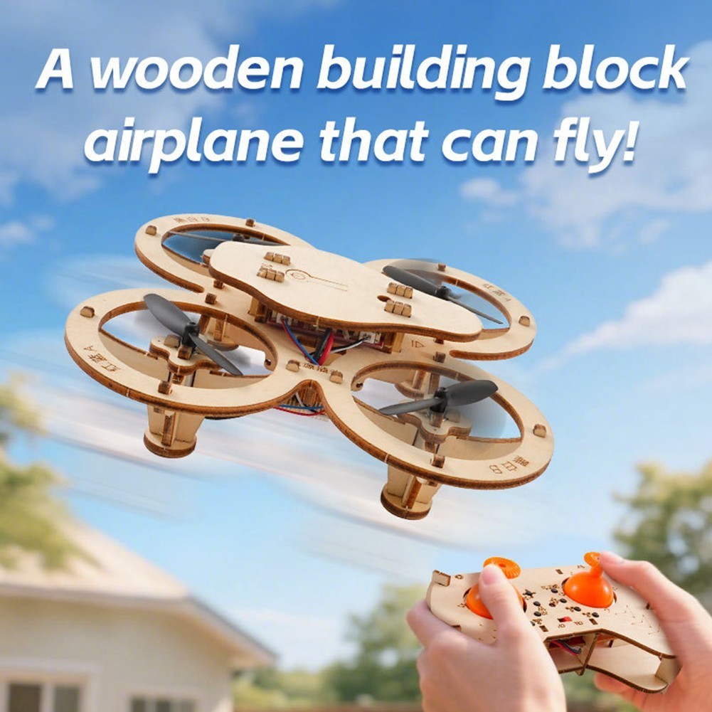 DIY Wooden Aircraft Assembly Kit 4 Quadcopter Educational Build for Teens