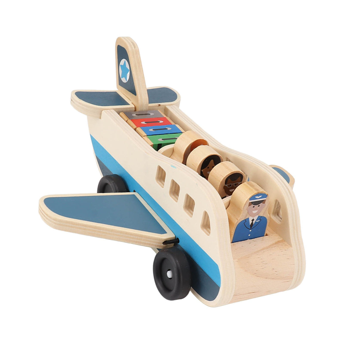 Corrosion Resistant Wooden Plane Toy Set – Suitcase & Building Blocks