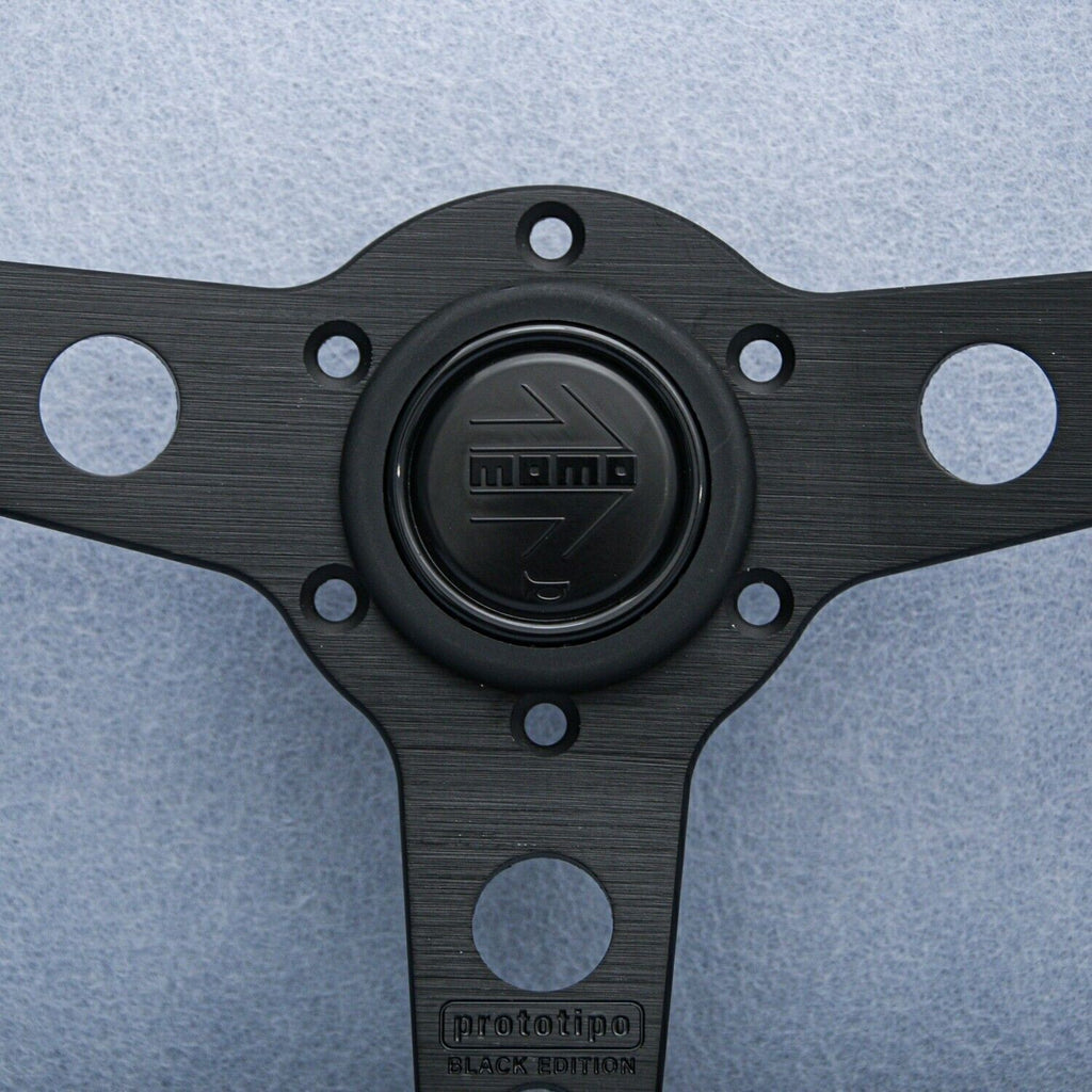 For MOMO Prototipo P5 Black Edition 350mm Steering Wheel Genuine Leather UK