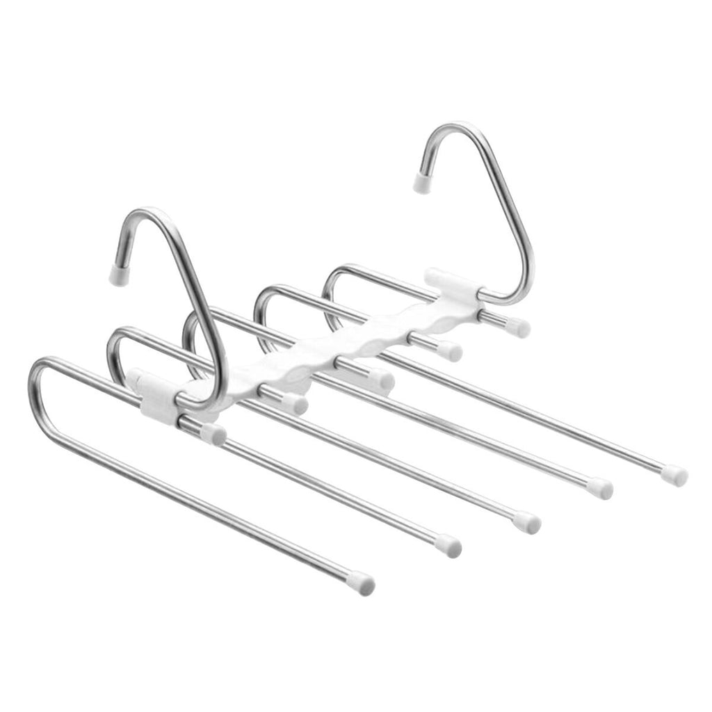 Multi Layer Pants Hanger Closet Space Saver Clothes Storage Organizer Rack UK