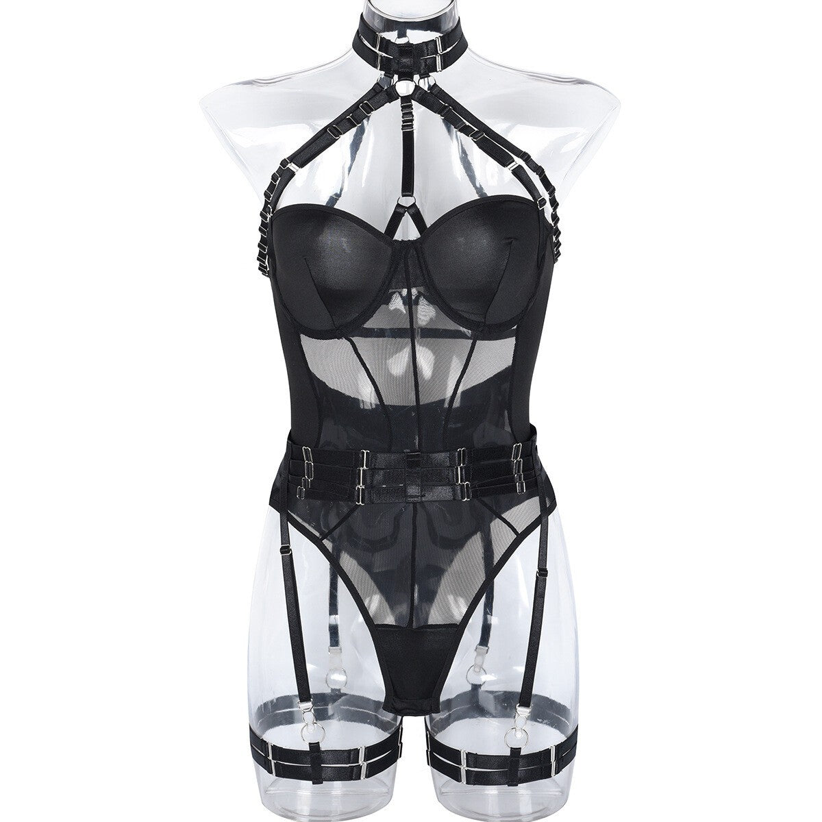 UK Women Erotic Underwear Babydoll Lingerie Bodysuit Set Body Stocking Suspender