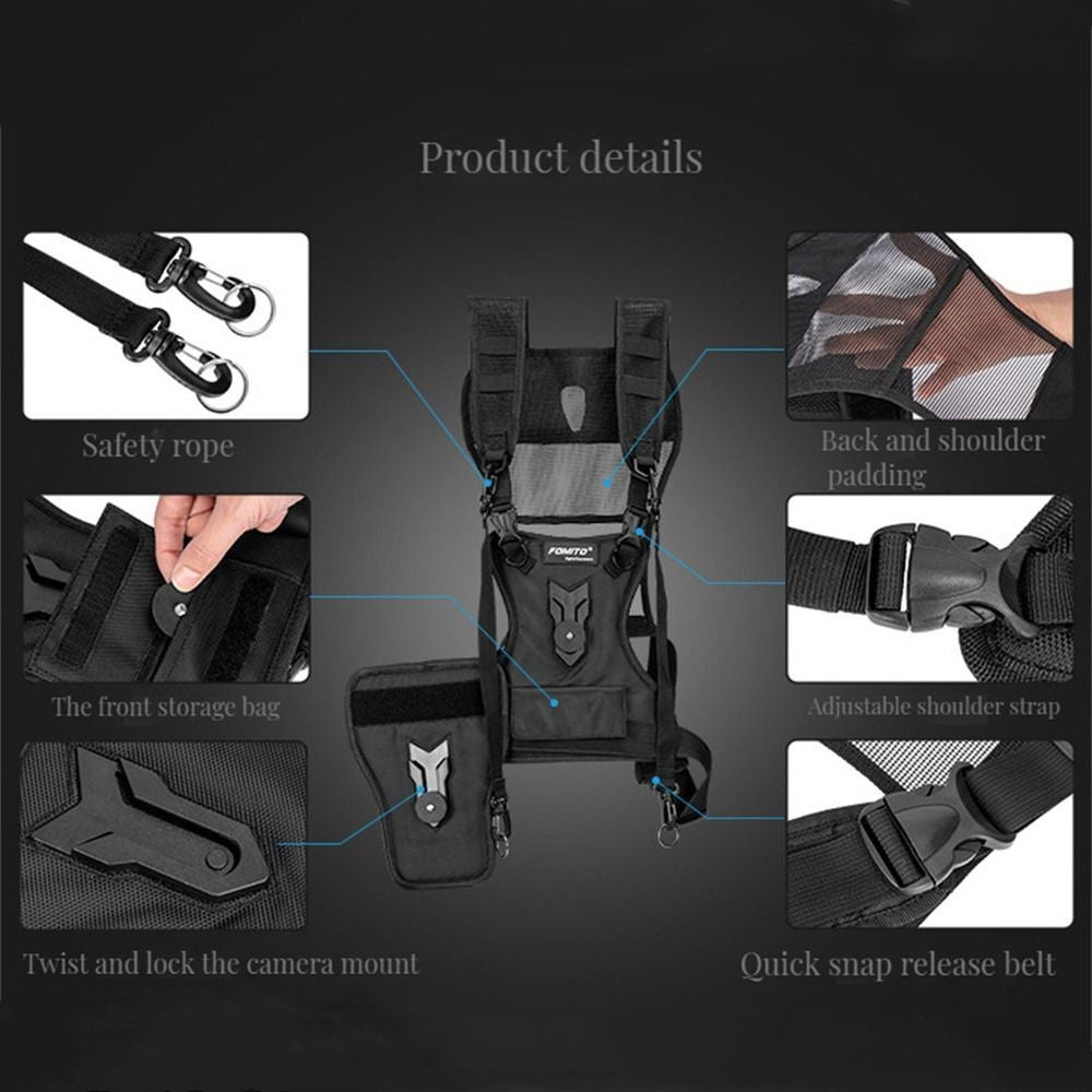 1set Camera Carrying Chest Harness System Vest Quick Strap with Side Holster