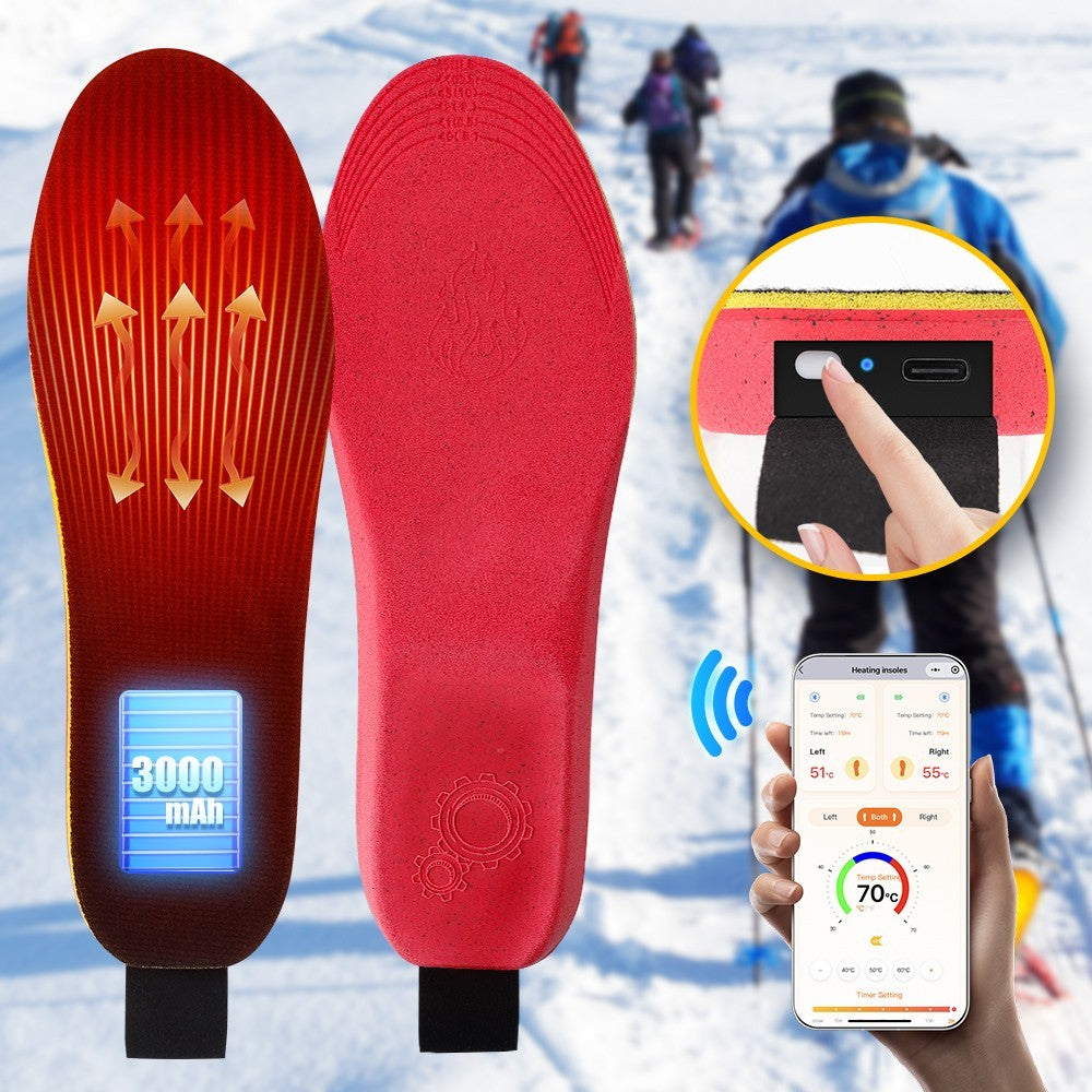 1 Pair Heated Insoles with APP Control Rechargeable Thermal Insoles Foot Warmers