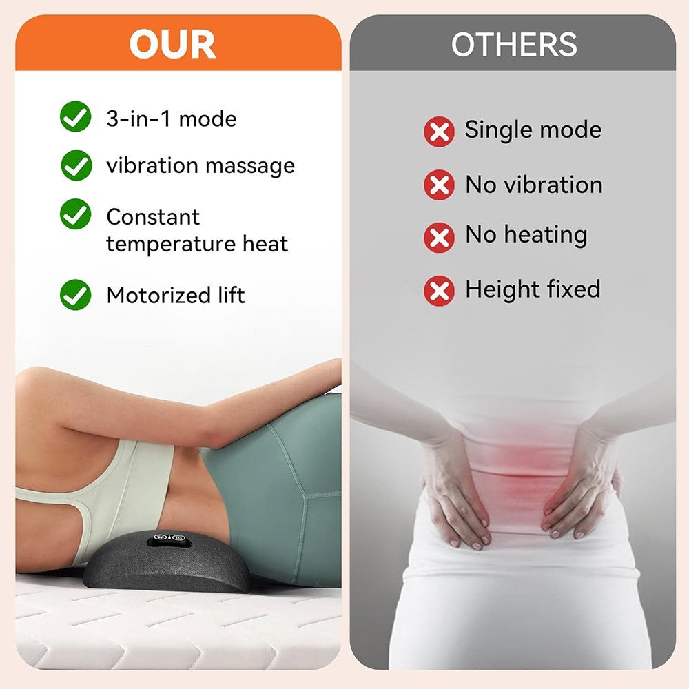 3-in-1 Electric Lumbar Support Pillow with Heat,Vibration &Traction,Waist Relief