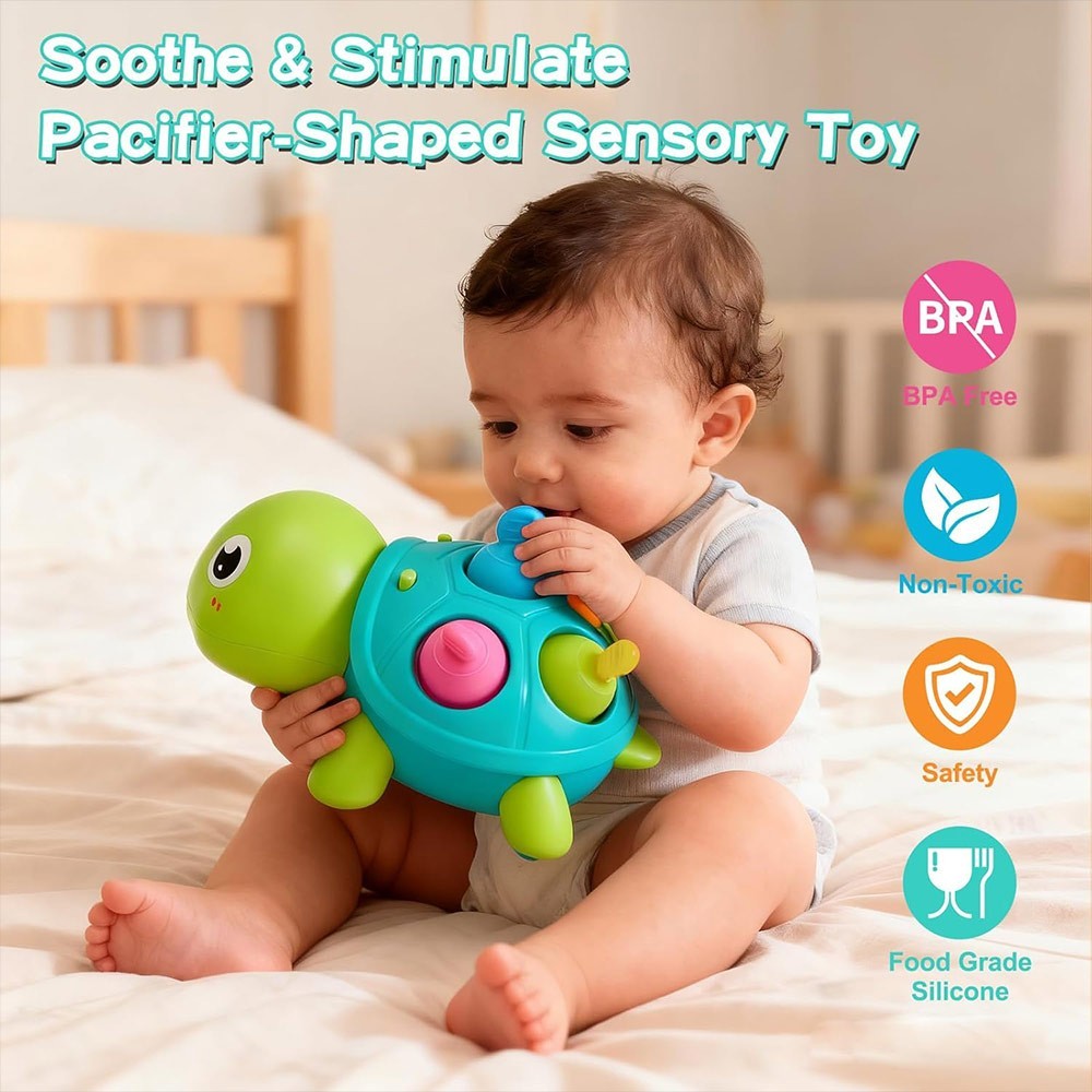 Musical Crawling Turtle Baby Toy for 6-12-18 Months, Light-Up Tummy Time Sensor