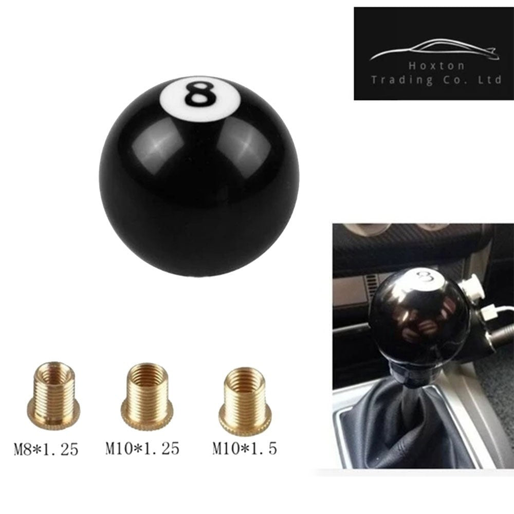 Universal Car 8 Pool Ball Gear Knob Shift Stick With Three Brass Inserts Black