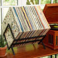 Metal Vinyl Record Stand Holds 80-100 LPs Black Storage Organizer&Display Rack