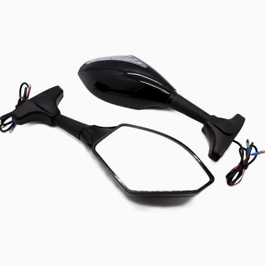 Motorcycle Racing Rearview Mirrors Integrated Indicator LED Turn Signal Black.*