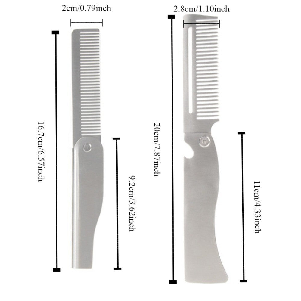 Portable Steel Combs Hair Styling Comb Pocket Comb Folding Pocket Beard Combs