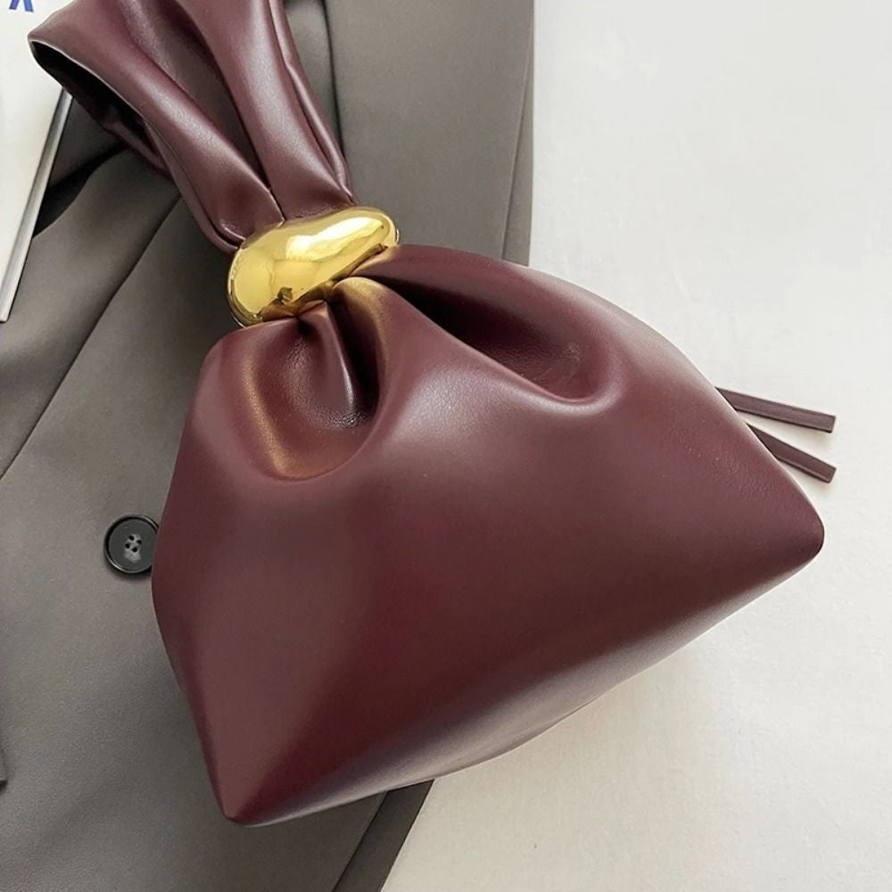 Luxury Designer Soft Leather Clutch Bag Fashion Pleated Handbag