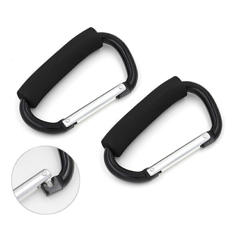 2x Extra Large Heavy Duty Carabiner Clip Hook D Lock Grocery Buggy Bag Holder UK