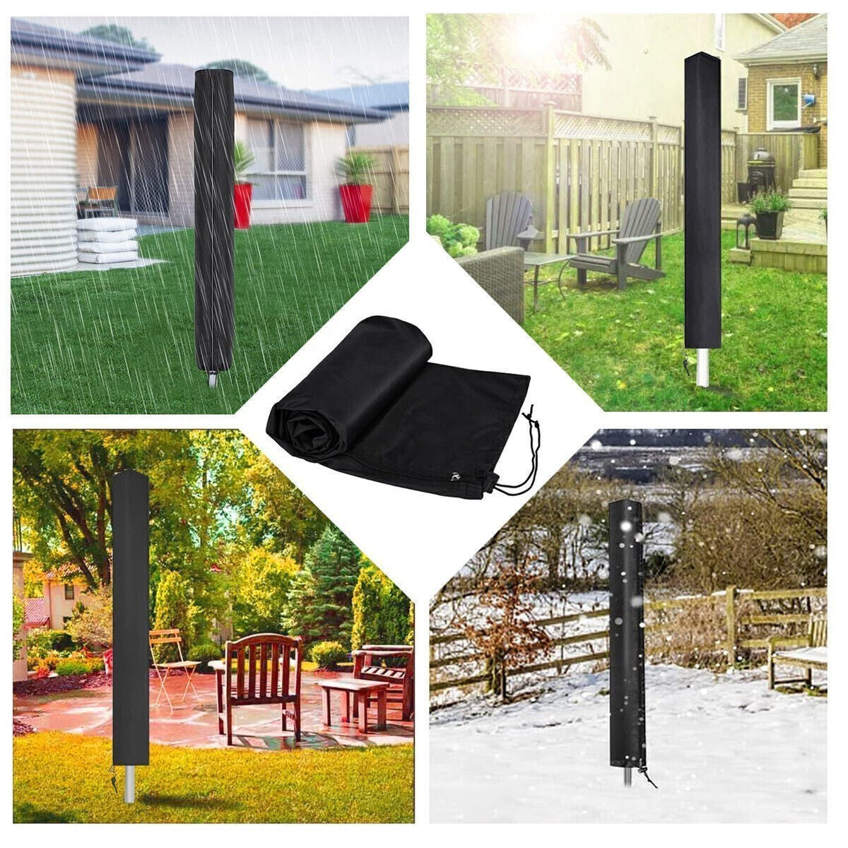 4Pcs Heavy-Duty Waterproof Rotary Washing Line Cover with Zip Protection