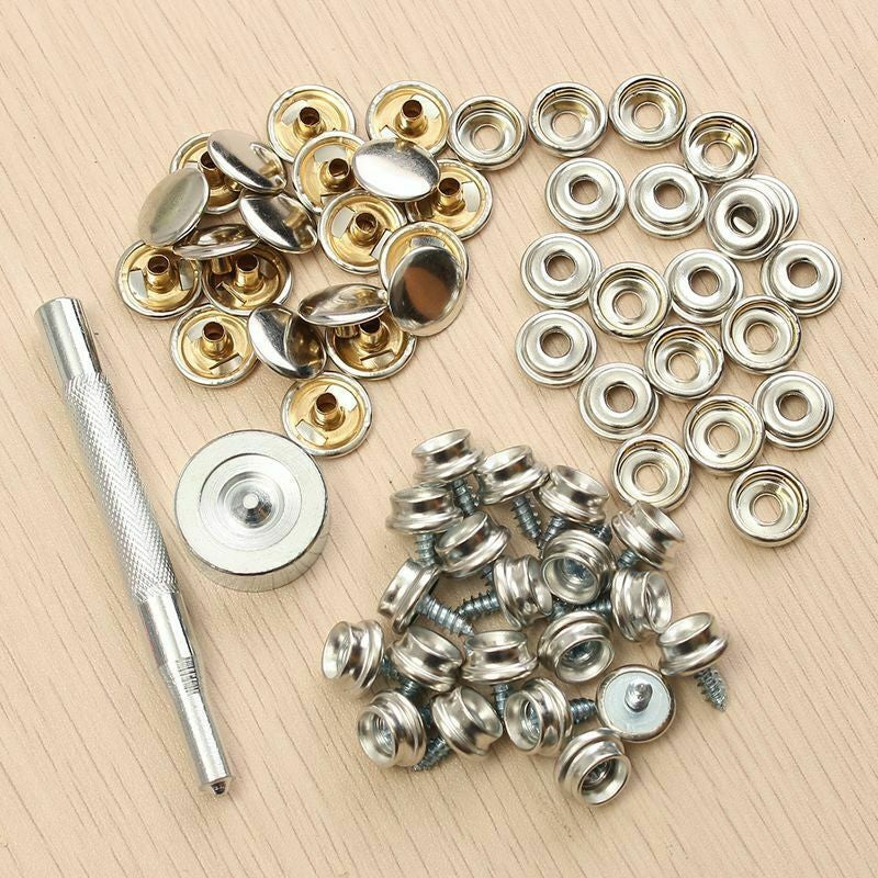 62PCS Canvas & Upholstery Boat Cover Snap Button Fastener Kit w/ Installation