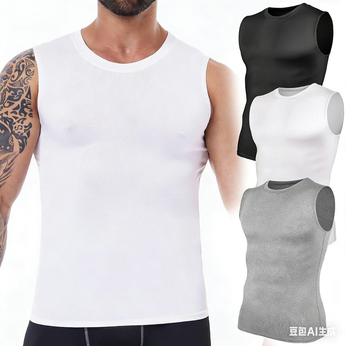 Men's Slimming Body Shaper Vest Gynecomastia Compression Shirt Tummy Control Top