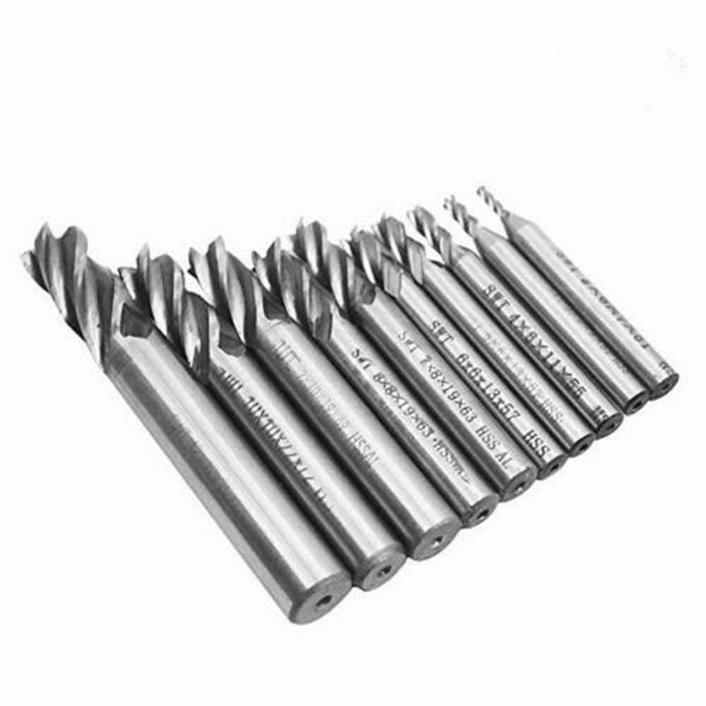 10X 4 Slot Flute End Mill Cutter Drill Bit HSS Straight Shank CNC Milling Tool