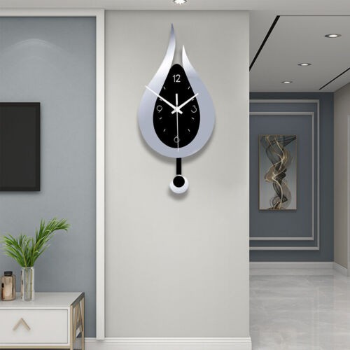 Modern Pendulum Waterdrop Wall Clock Wall Hanging Silent Clock Home Deco Acrylic