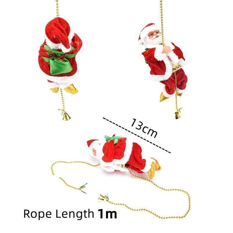 Electric Climbing Ladder Santa Claus Christmas Xmas Music Figurine Party Decor