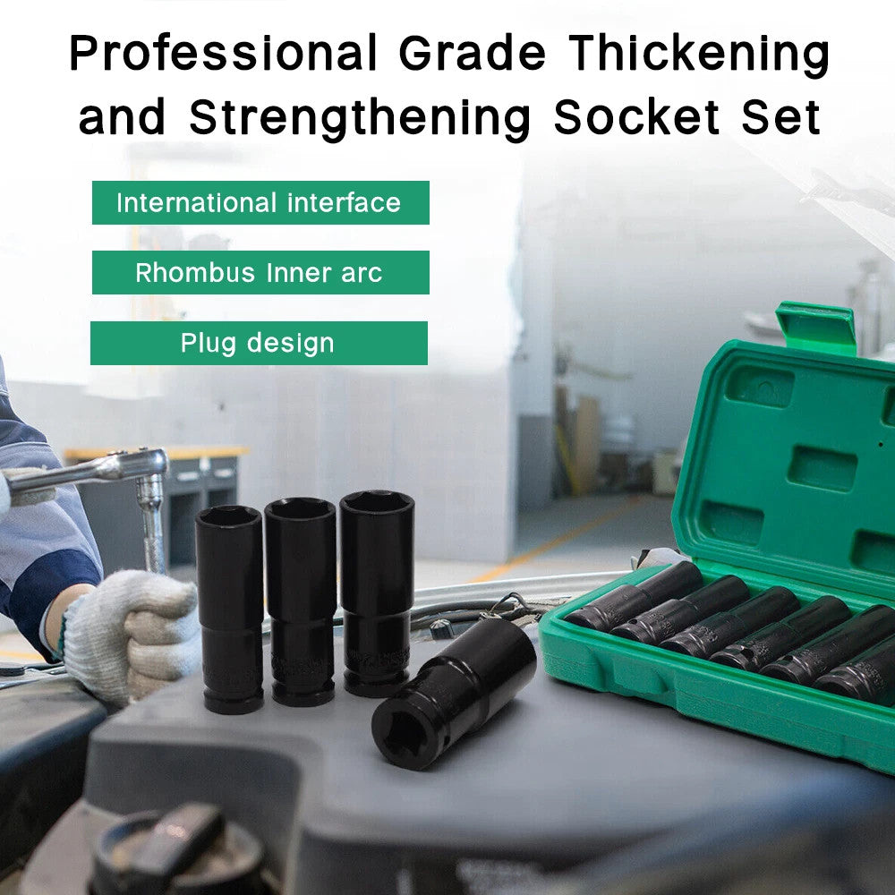 Deep Impact Socket 1/2" Drive Long Reach Thin Wall 10-Metric Sockets 10-24mm Set