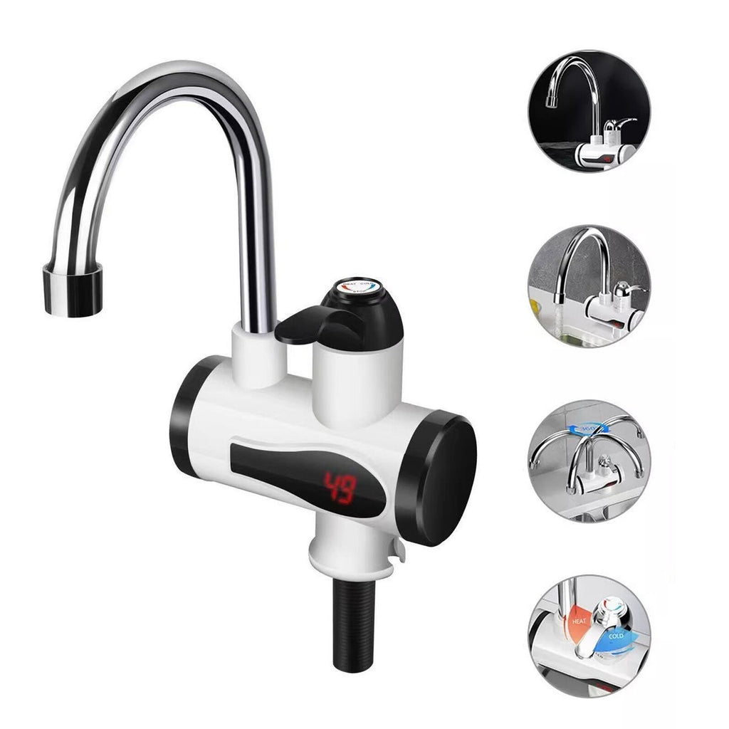 360° LED Electric Heater Faucet Tap Instant Hot Water Bathroom Kitchen Fast Heat