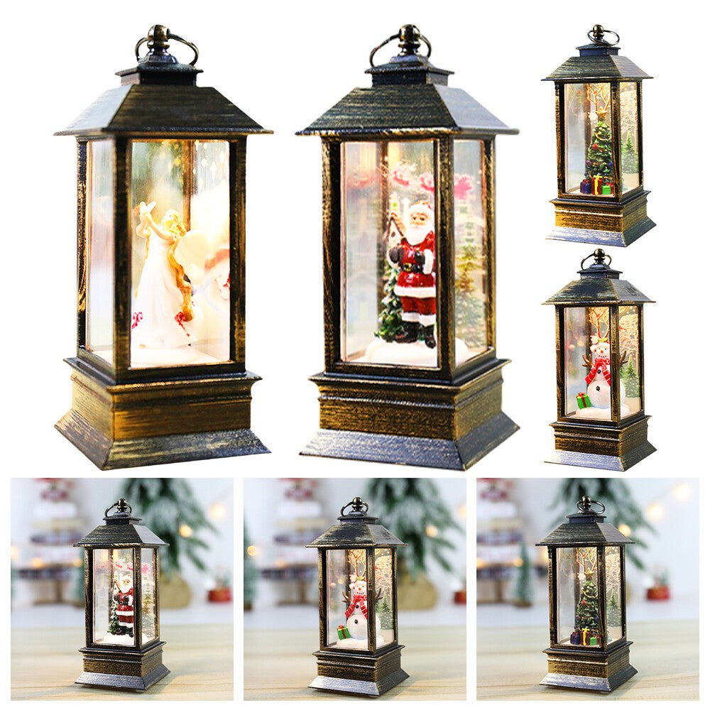 Christmas Snow Globe Lantern LED Light Santa Hanging Night Lamp UK