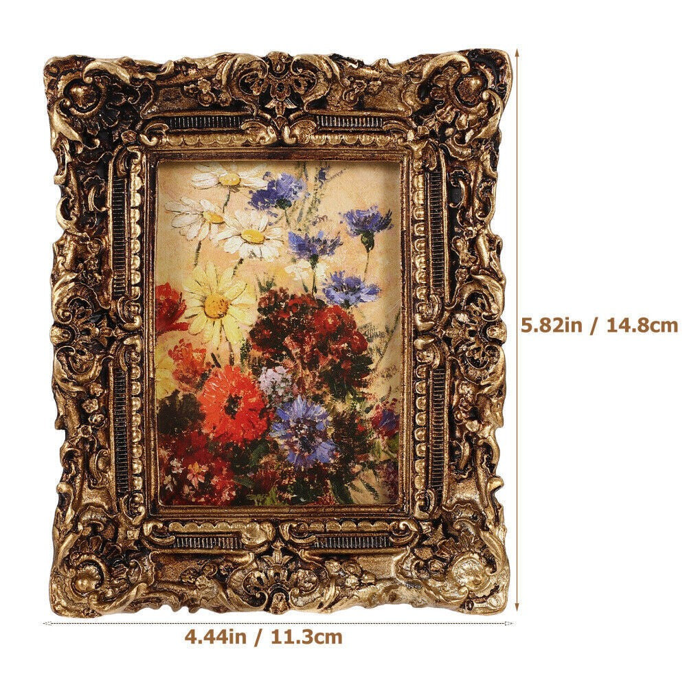 Wall Hanging Vintage Antique Picture Frame Tabletop Ornate Embossed Flower style