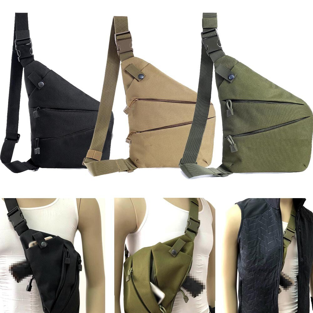 Men Shoulder Bag Tactical Hand Gun Bag Holster Left Right Pack Chest Bag Hunting