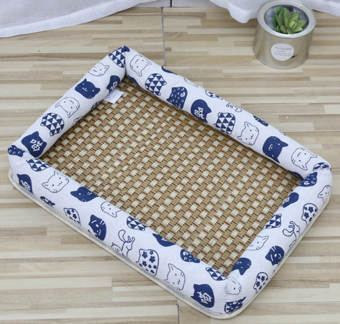 Cat Dog Self Cooling Bed Mattress Bamboo Rattan Summer Cushion Sleeping Pad