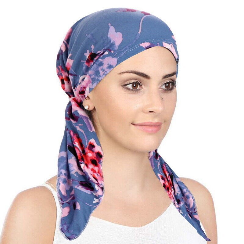 Ruffle Beanie Scarf Turban Hat Cancer Chemo Hat Printed Headwear Head Wrap Cap