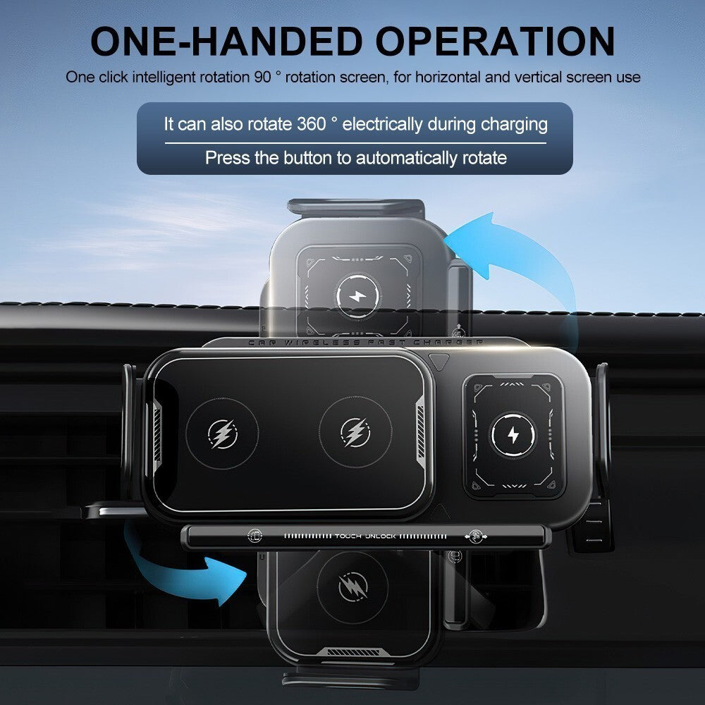 15W Wireless Charger Car Phone Mount Holder Air Vent Fast Charging Rotating UK