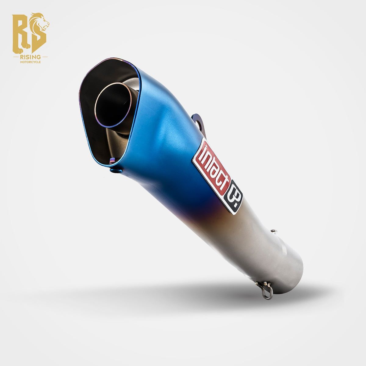 51mm Universal Motorcycle Exhaust – Dual Outlet | Burnt Blue Stainless Steel