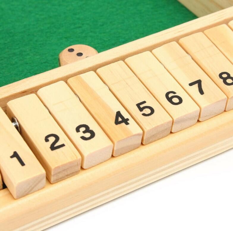 Pub Bar Party Supplies Flaps & Dices Game Wooden Shut The Box Dice Board Game