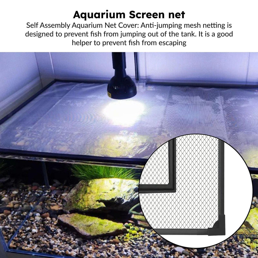 Fish Tank Lid Self Assembly Anti Jump Net Cover Magnetic Black Aquarium Hood