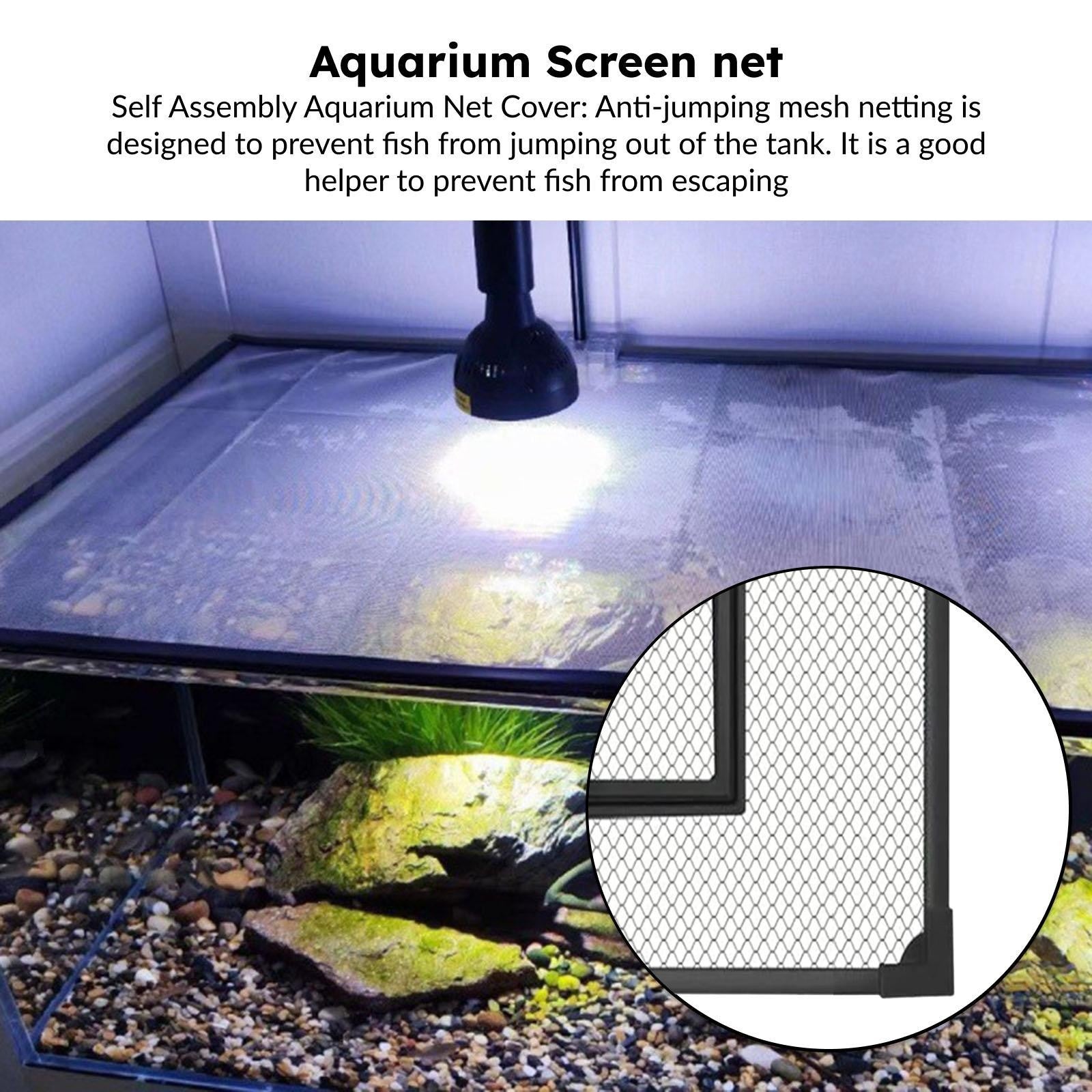 Fish Tank Lid Self Assembly Anti Jump Net Cover Magnetic Black Aquarium Hood