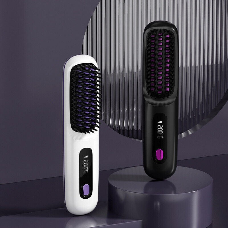 Mini Cordless Straightening Brush, Rechargeable Portable Hair Styling Tool
