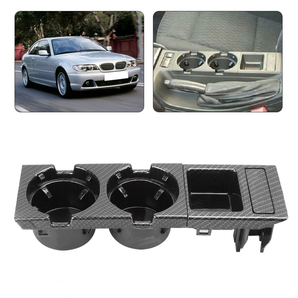 Carbon Fiber Style Center Console Cup Drink Holder For BMW 3 Series E46 1998-06!