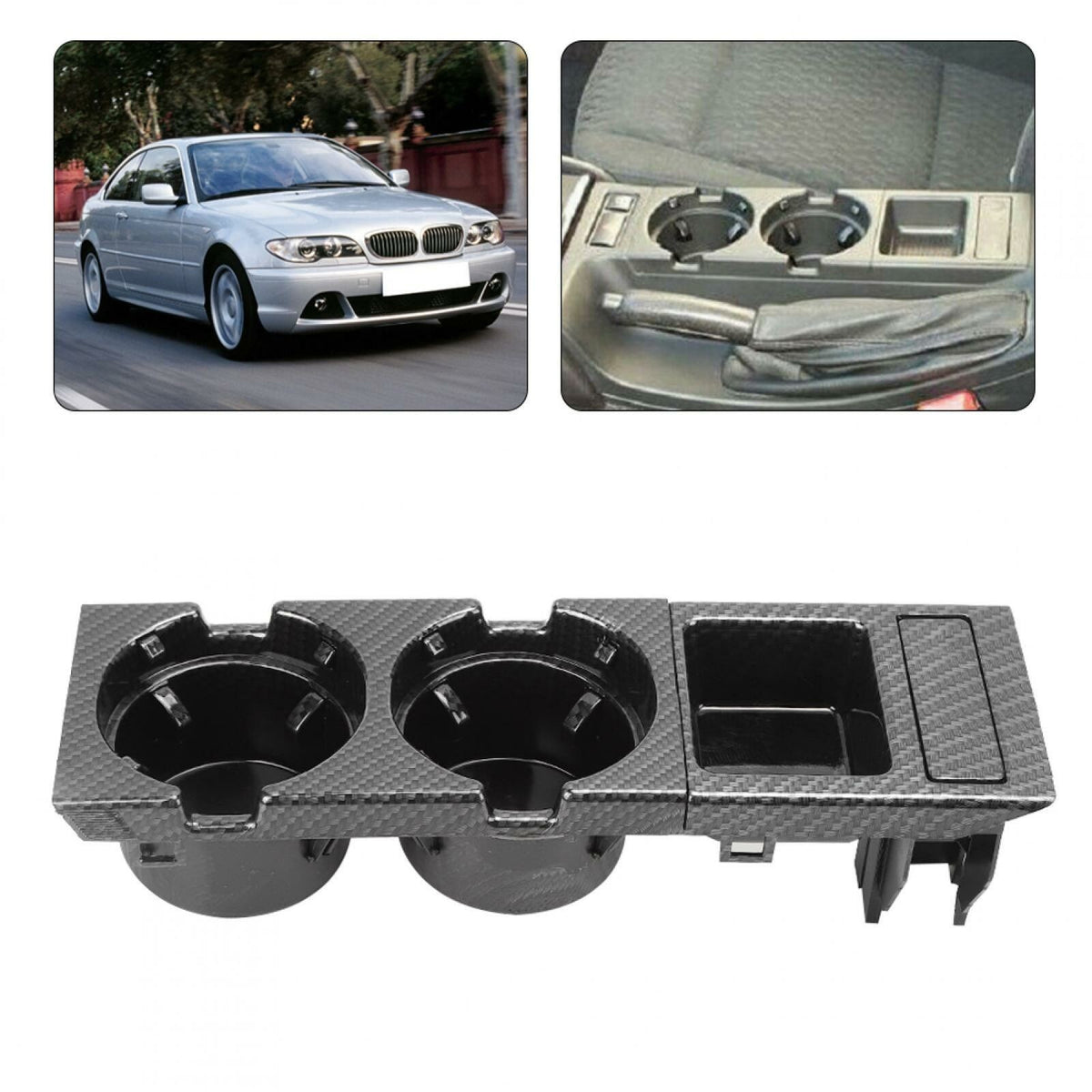 Carbon Fiber Style Center Console Cup Drink Holder For BMW 3 Series E46 1998-06!