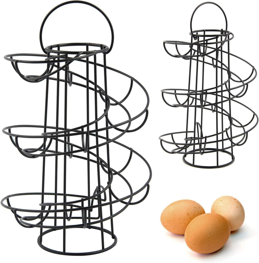 Black kitchen Storage Spiral HELTER SKELTER Egg Rack Stand Can Hold 18 Eggs