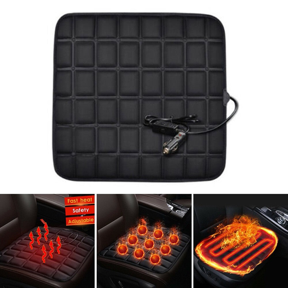 Universal Car Heated Seat Cushion Hot Cover Auto 12v Heater Warmer Pad Black