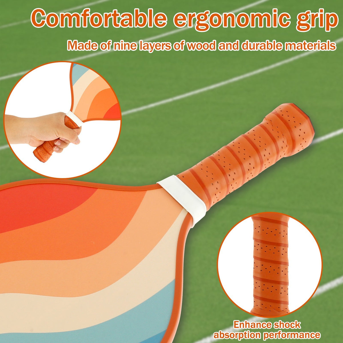 2Pcs Pickleball Paddles Set with 2 Balls 2 Handle Covers and Storage Bag CovbF