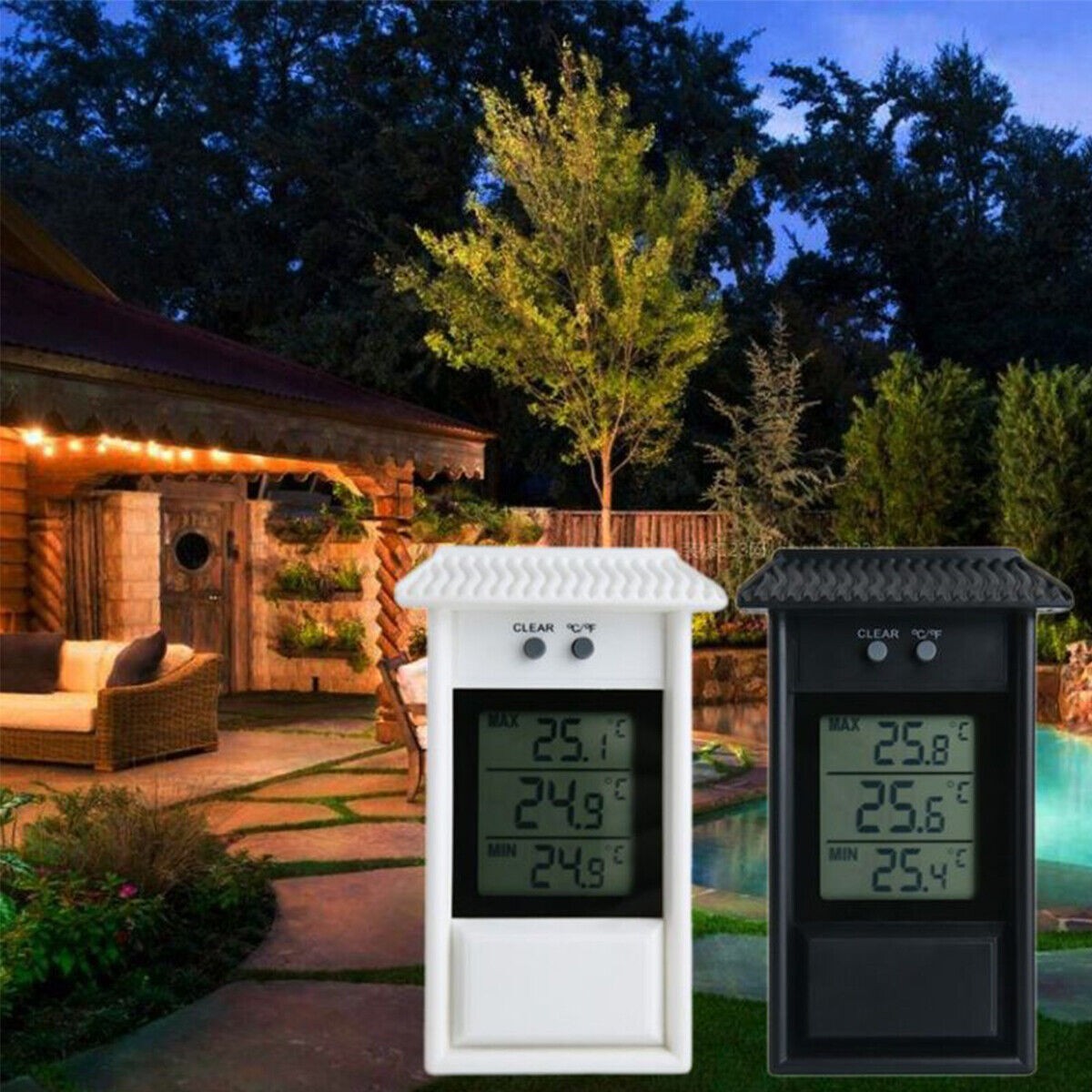 Outdoor Garden Temperature Gauge Digital Max Min Greenhouse Thermometer