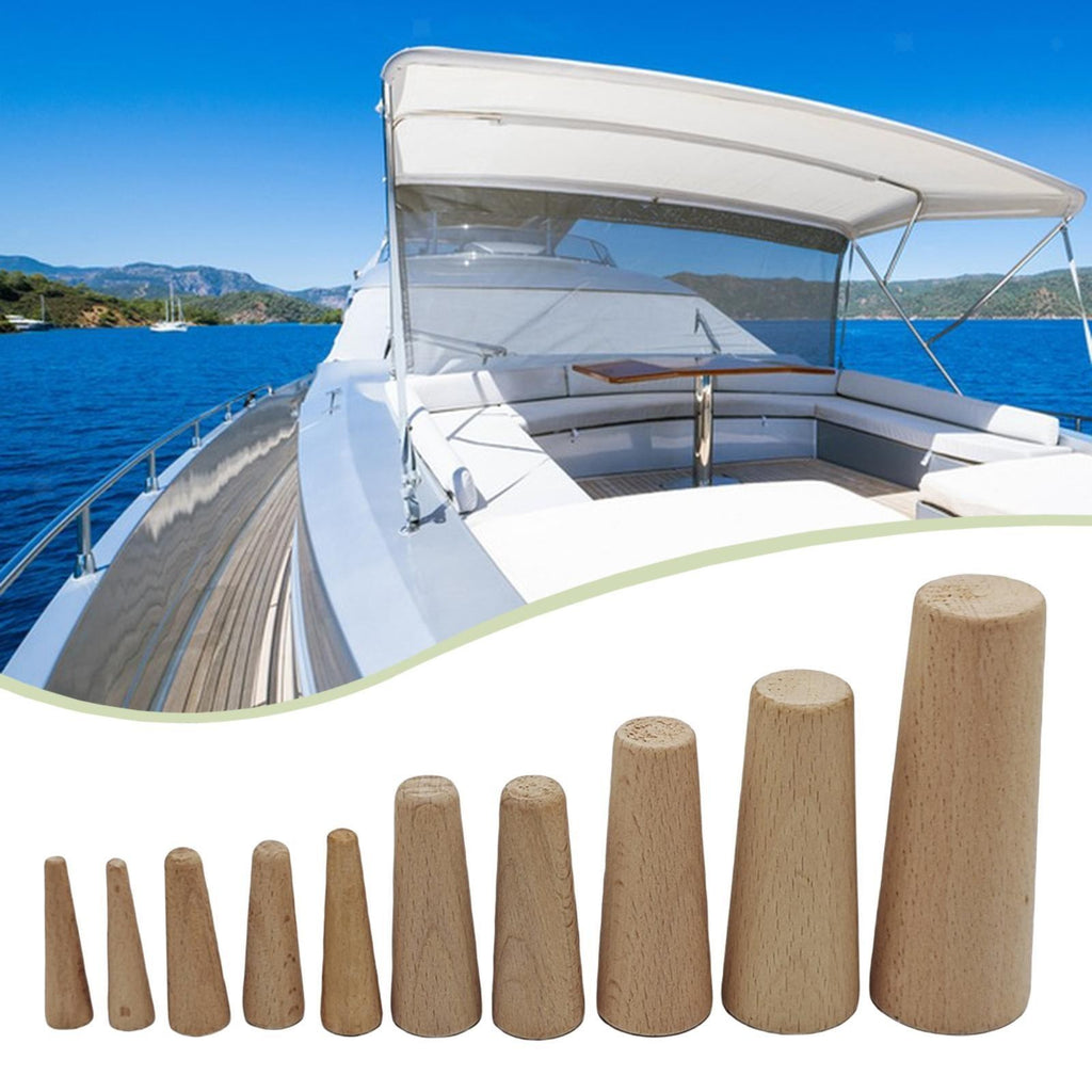 10 Pieces Boat Emergency Soft Wood Plugs Kit Wooden Conical Bungs Plugs Leaks