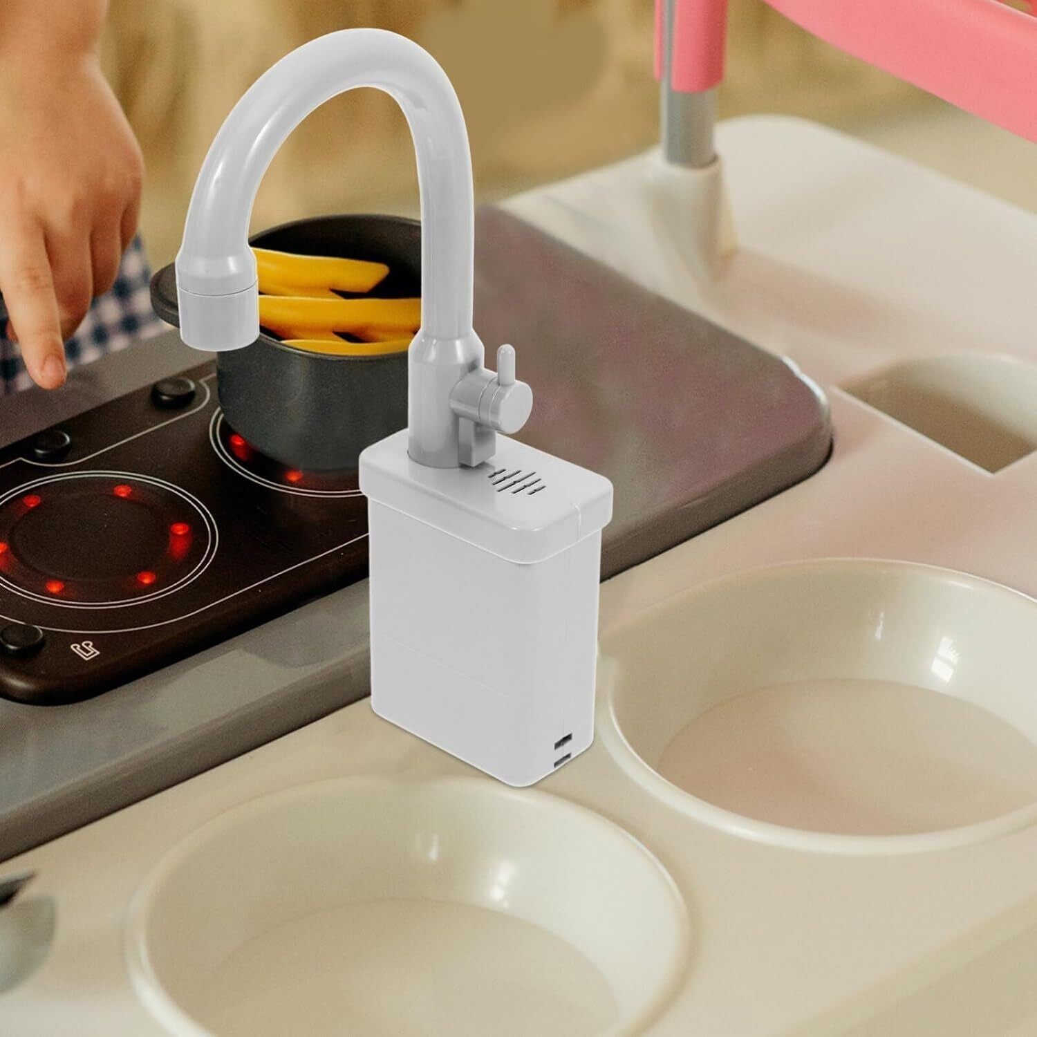 Children's Kitchen Sink Toy With Running Water Faucet Pretend Play Set Kids