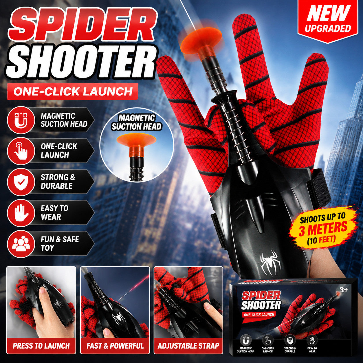 SpiderHero Miles Morales Electric Automatic Cord Winding Web Shooter String Toy