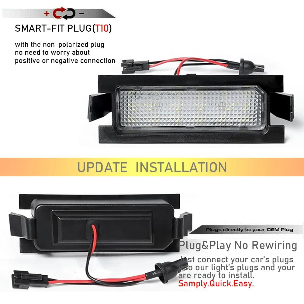 Pair LED License Number Plate Lamp Light For Hyundai I30 2011-17 Kia Ceed 12-17