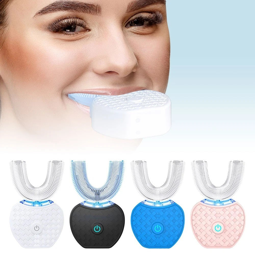 360° U-Shaped Ultra Sonic Electric Toothbrush Automatic Blue Light For Adults