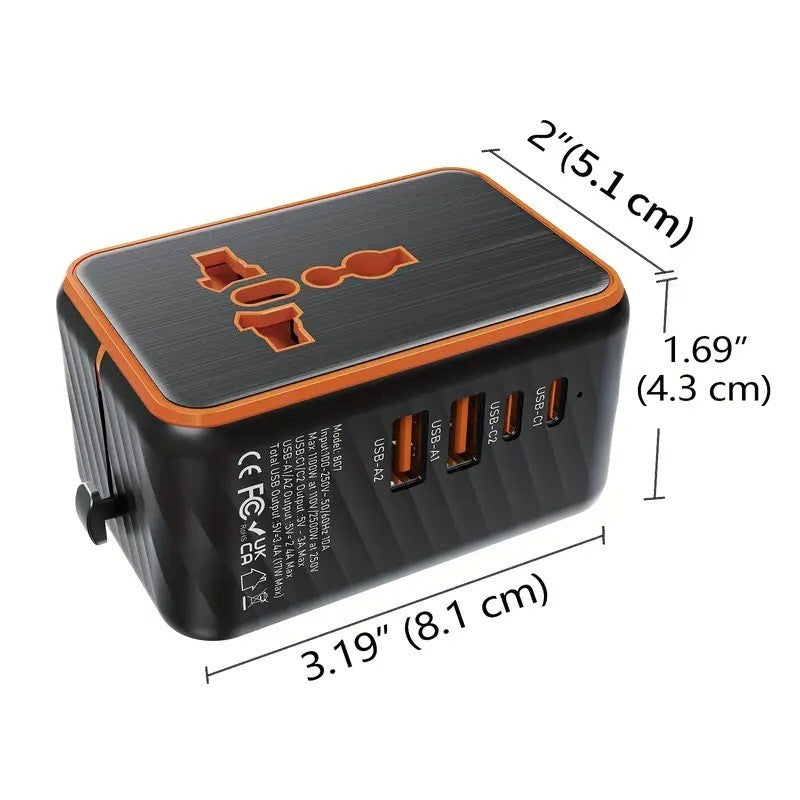 Travel Adapter Worldwide Plug UK EU US with USB-C Port Fast Charger Universal UK