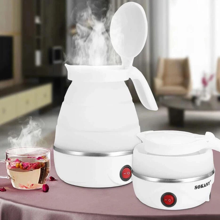 600ML Collapsible Travel Electric Water Kettle Folding Camping Caravan Silicone