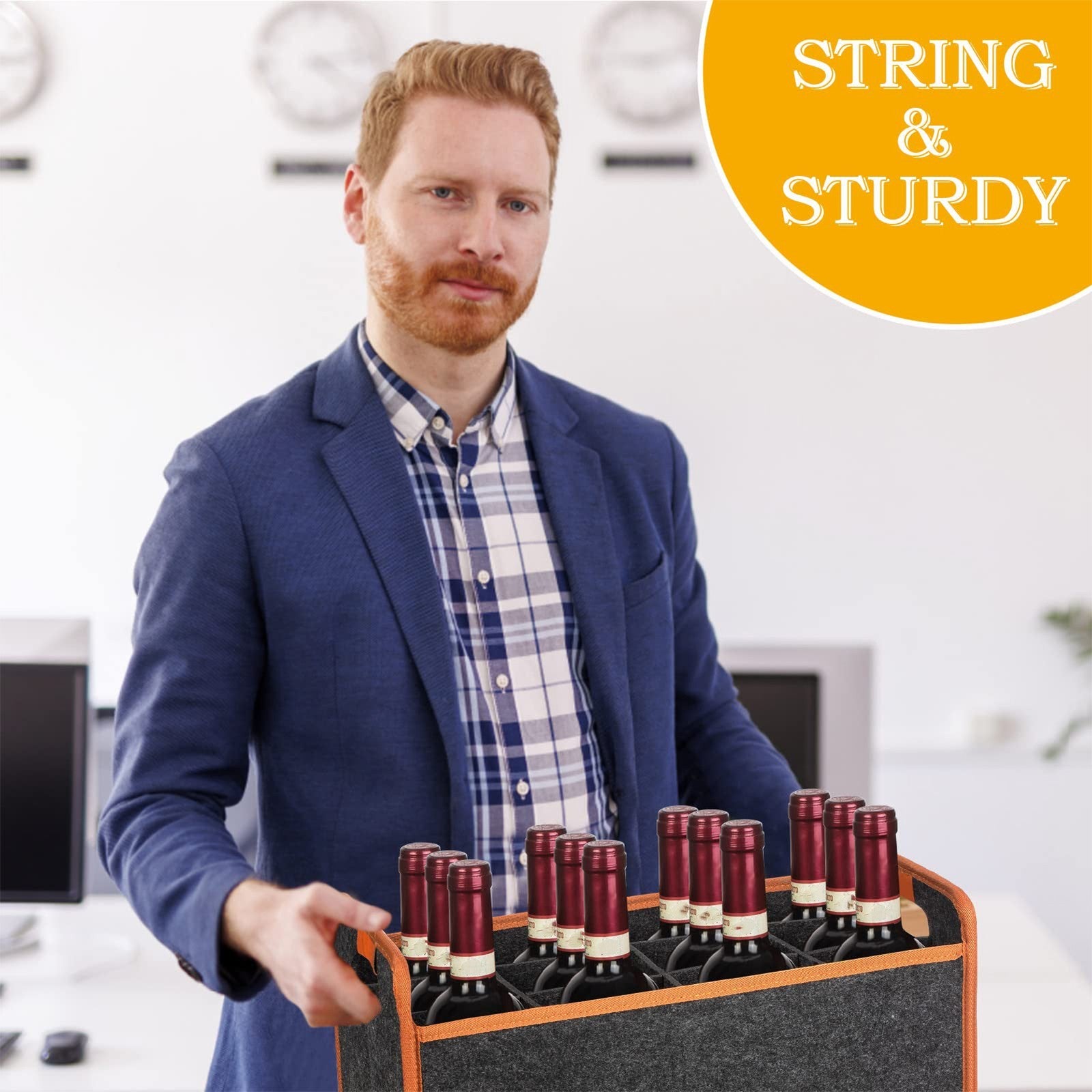 Wine Travel Bag 6/12-Bottle Felt Wine Carrier Storage Box with Divider