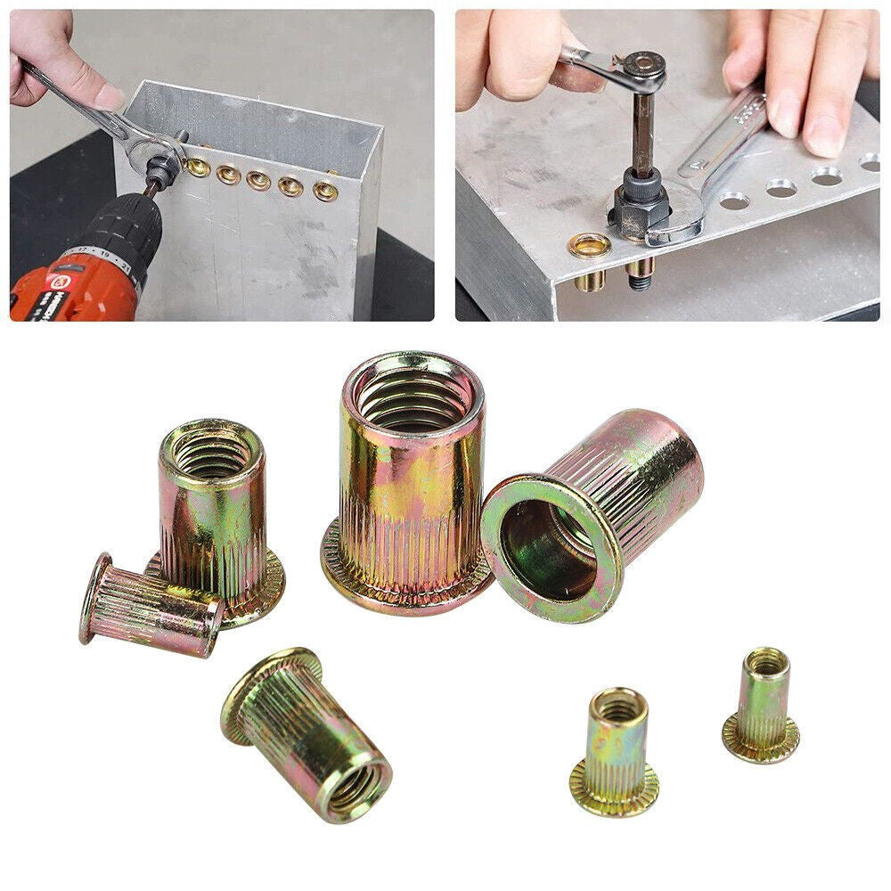 150Pcs Set Rivet Nut Kit Mixed Zinc Steel Rivnut Insert Nutsert Threaded M3-M10