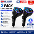 2X 2 Way Car Cigarette Lighter Socket Splitter Dual USB Charger Adapter DC 12V